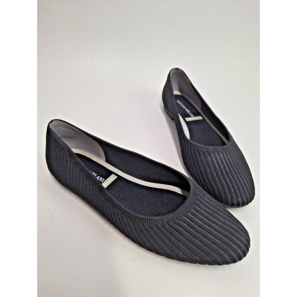Antonio Melani Women’s Washable Ballet Flats Size 8 Black Ribbed Knit Almond Toe